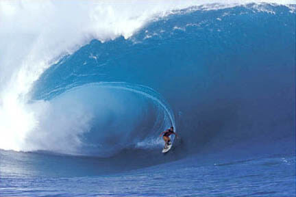 surfing a wave